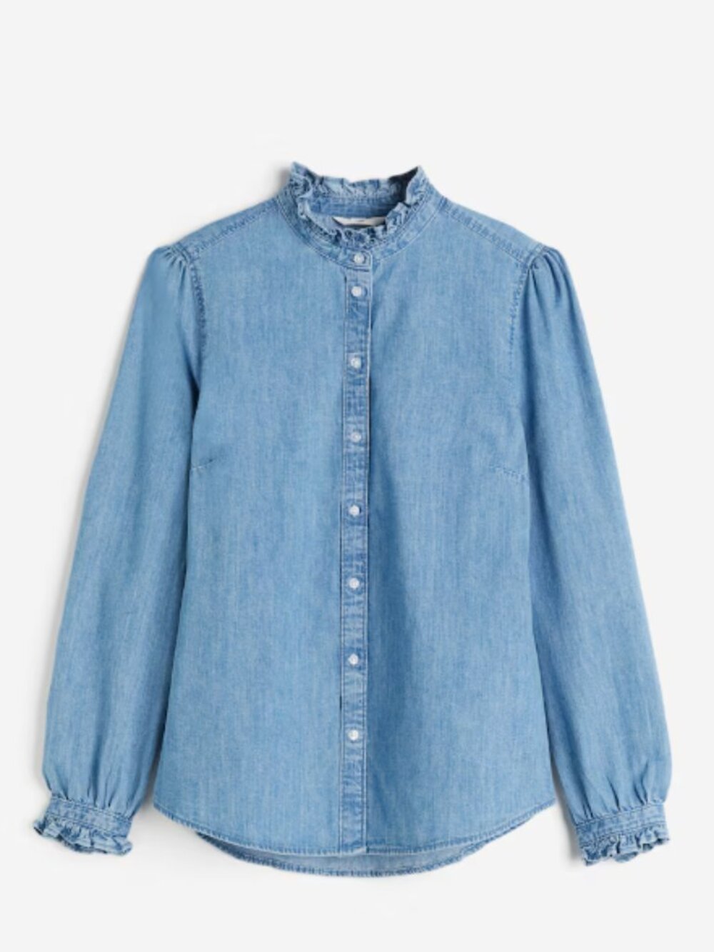 H&M Frill-trimmed denim blouse